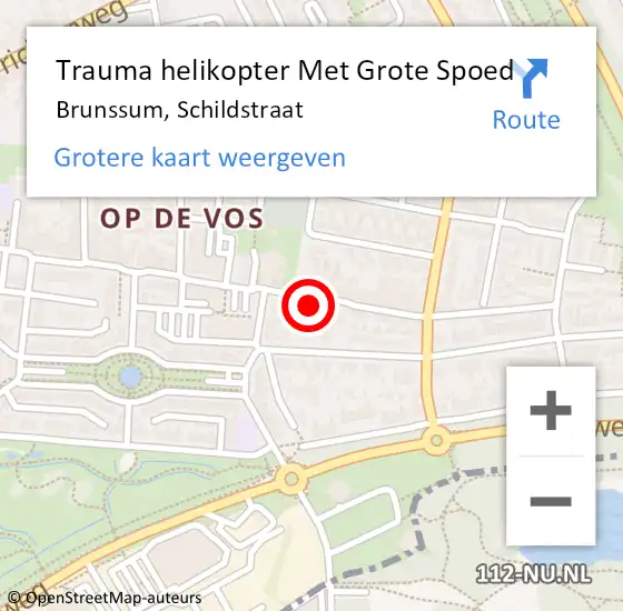 Locatie op kaart van de 112 melding: Trauma helikopter Met Grote Spoed Naar Brunssum, Schildstraat op 14 april 2024 01:35