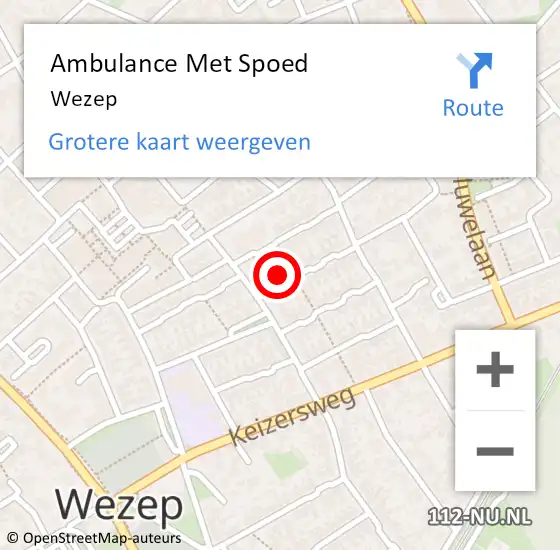 Locatie op kaart van de 112 melding: Ambulance Met Spoed Naar Wezep op 14 april 2024 01:39