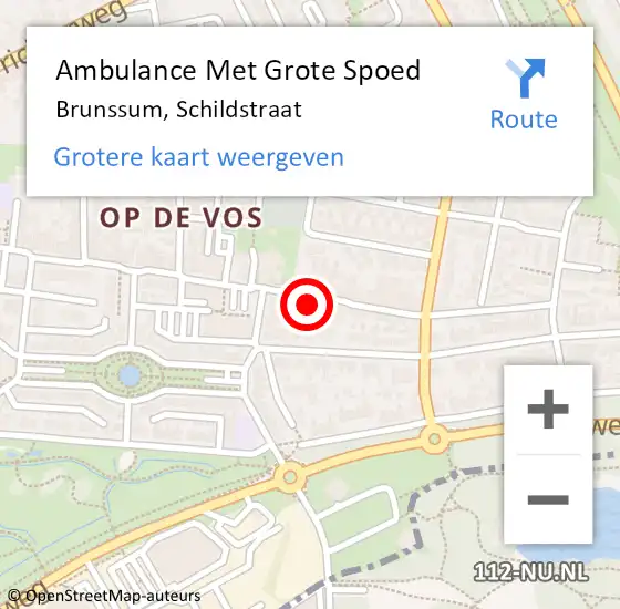 Locatie op kaart van de 112 melding: Ambulance Met Grote Spoed Naar Brunssum, Schildstraat op 14 april 2024 01:41