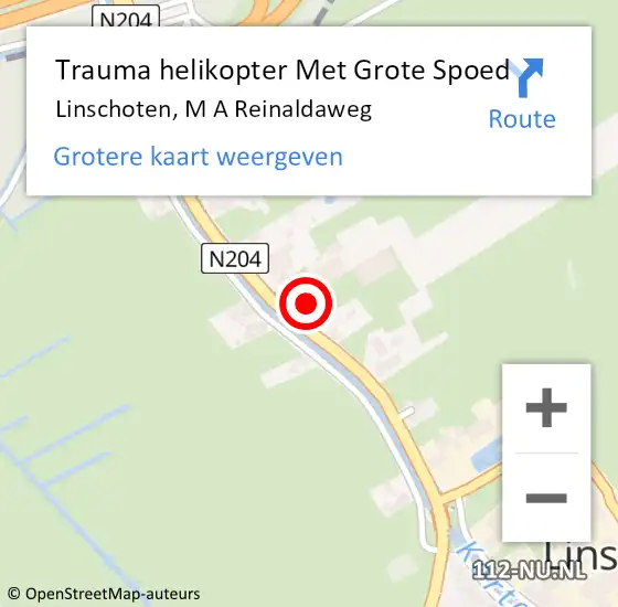 Locatie op kaart van de 112 melding: Trauma helikopter Met Grote Spoed Naar Linschoten, M A Reinaldaweg op 14 april 2024 02:42