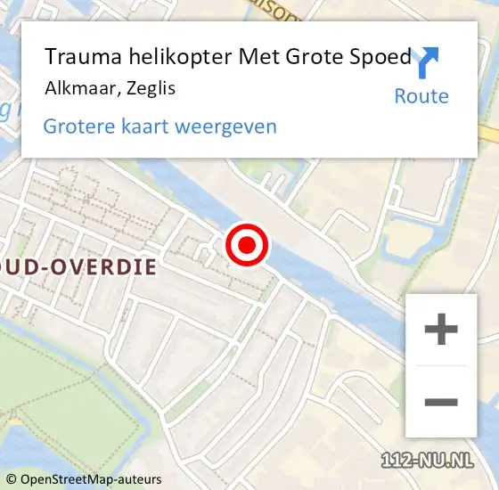 Locatie op kaart van de 112 melding: Trauma helikopter Met Grote Spoed Naar Alkmaar, Zeglis op 14 april 2024 03:19