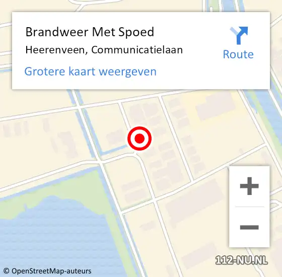 Locatie op kaart van de 112 melding: Brandweer Met Spoed Naar Heerenveen, Communicatielaan op 14 april 2024 04:42