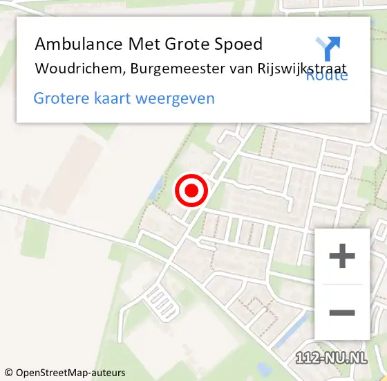 Locatie op kaart van de 112 melding: Ambulance Met Grote Spoed Naar Woudrichem, Burgemeester van Rijswijkstraat op 14 april 2024 06:45