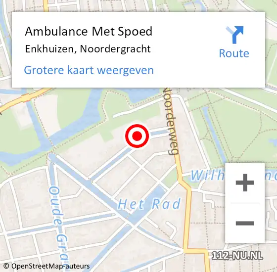 Locatie op kaart van de 112 melding: Ambulance Met Spoed Naar Enkhuizen, Noordergracht op 14 april 2024 06:55