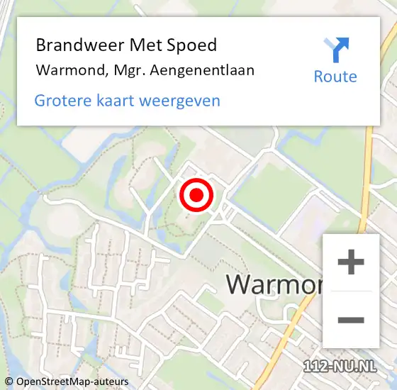 Locatie op kaart van de 112 melding: Brandweer Met Spoed Naar Warmond, Mgr. Aengenentlaan op 14 april 2024 07:58