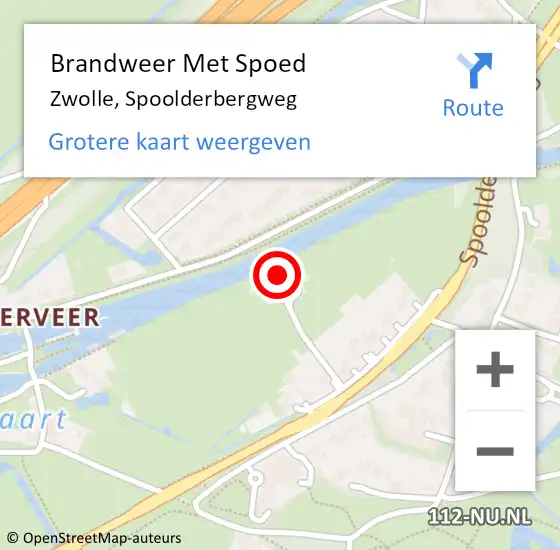Locatie op kaart van de 112 melding: Brandweer Met Spoed Naar Zwolle, Spoolderbergweg op 14 april 2024 08:10