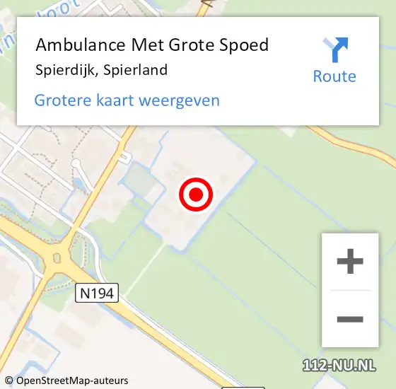 Locatie op kaart van de 112 melding: Ambulance Met Grote Spoed Naar Spierdijk, Spierland op 14 april 2024 08:11