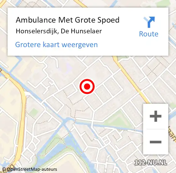 Locatie op kaart van de 112 melding: Ambulance Met Grote Spoed Naar Honselersdijk, De Hunselaer op 14 april 2024 09:20