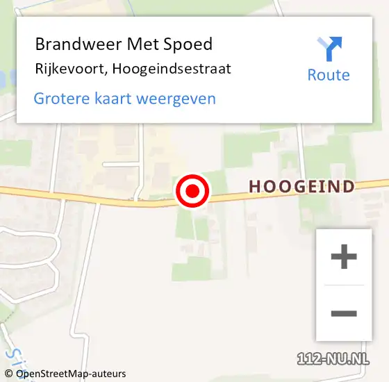 Locatie op kaart van de 112 melding: Brandweer Met Spoed Naar Rijkevoort, Hoogeindsestraat op 14 april 2024 09:25