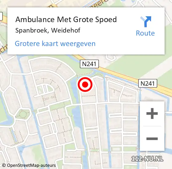 Locatie op kaart van de 112 melding: Ambulance Met Grote Spoed Naar Spanbroek, Weidehof op 14 april 2024 09:31