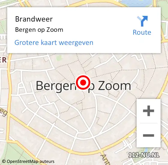 Locatie op kaart van de 112 melding: Brandweer Bergen op Zoom op 14 april 2024 09:40