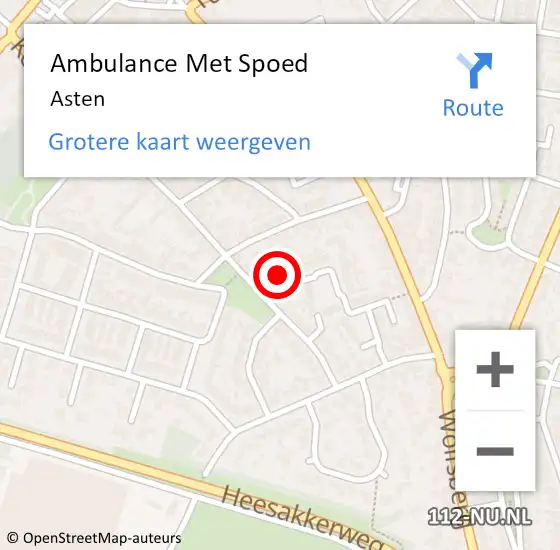 Locatie op kaart van de 112 melding: Ambulance Met Spoed Naar Asten op 14 april 2024 09:56