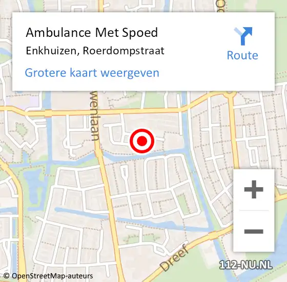 Locatie op kaart van de 112 melding: Ambulance Met Spoed Naar Enkhuizen, Roerdompstraat op 14 april 2024 10:28