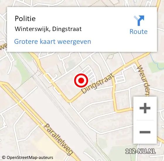 Locatie op kaart van de 112 melding: Politie Winterswijk, Dingstraat op 14 april 2024 10:41