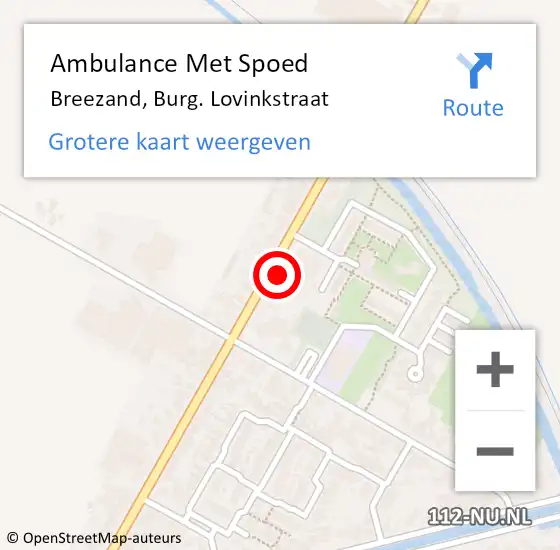 Locatie op kaart van de 112 melding: Ambulance Met Spoed Naar Breezand, Burg. Lovinkstraat op 14 april 2024 10:50