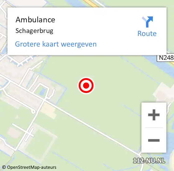 Locatie op kaart van de 112 melding: Ambulance Schagerbrug op 14 april 2024 11:01