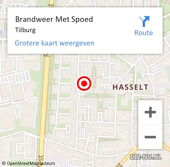 Locatie op kaart van de 112 melding: Brandweer Met Spoed Naar Tilburg op 14 april 2024 11:02