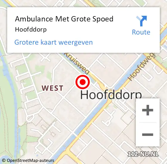 Locatie op kaart van de 112 melding: Ambulance Met Grote Spoed Naar Hoofddorp op 14 april 2024 11:18