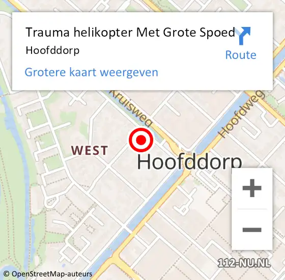 Locatie op kaart van de 112 melding: Trauma helikopter Met Grote Spoed Naar Hoofddorp op 14 april 2024 11:19