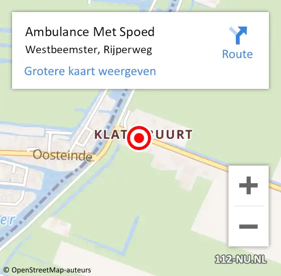 Locatie op kaart van de 112 melding: Ambulance Met Spoed Naar Westbeemster, Rijperweg op 14 april 2024 11:22