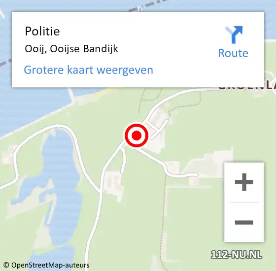Locatie op kaart van de 112 melding: Politie Ooij, Ooijse Bandijk op 14 april 2024 11:35