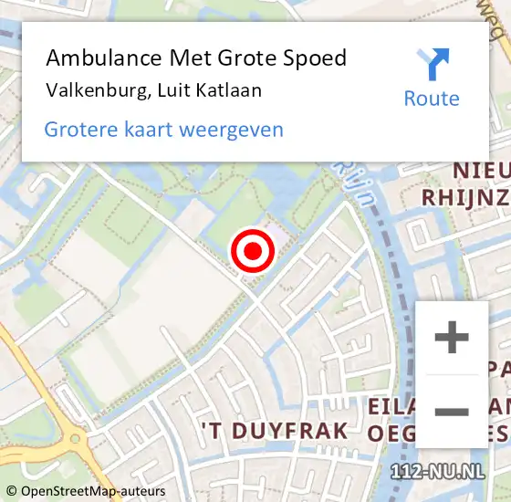 Locatie op kaart van de 112 melding: Ambulance Met Grote Spoed Naar Valkenburg, Luit Katlaan op 14 april 2024 11:56