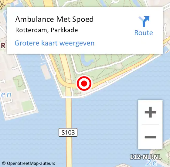 Locatie op kaart van de 112 melding: Ambulance Met Spoed Naar Rotterdam, Parkkade op 14 april 2024 12:05
