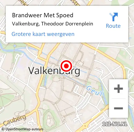 Locatie op kaart van de 112 melding: Brandweer Met Spoed Naar Valkenburg, Theodoor Dorrenplein op 14 april 2024 12:06