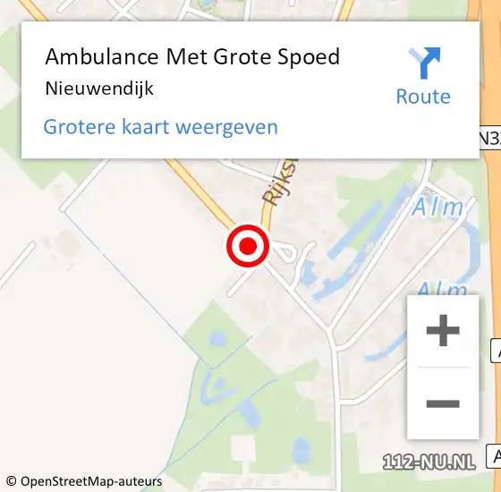 Locatie op kaart van de 112 melding: Ambulance Met Grote Spoed Naar Nieuwendijk op 14 april 2024 12:10