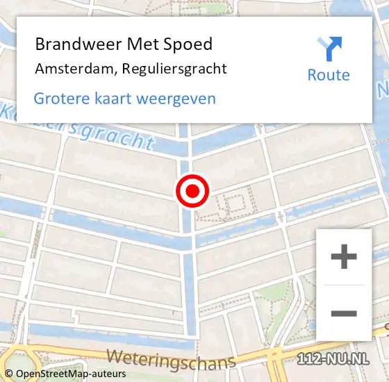Locatie op kaart van de 112 melding: Brandweer Met Spoed Naar Amsterdam, Reguliersgracht op 14 april 2024 12:24