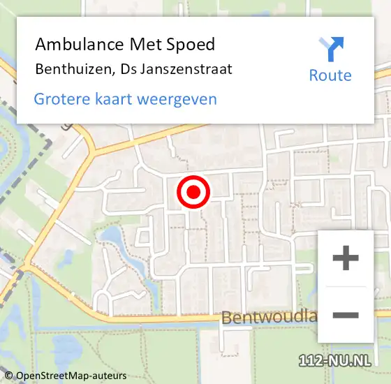 Locatie op kaart van de 112 melding: Ambulance Met Spoed Naar Benthuizen, Ds Janszenstraat op 14 april 2024 12:51