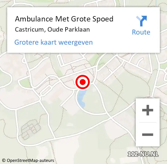 Locatie op kaart van de 112 melding: Ambulance Met Grote Spoed Naar Castricum, Oude Parklaan op 14 april 2024 13:04