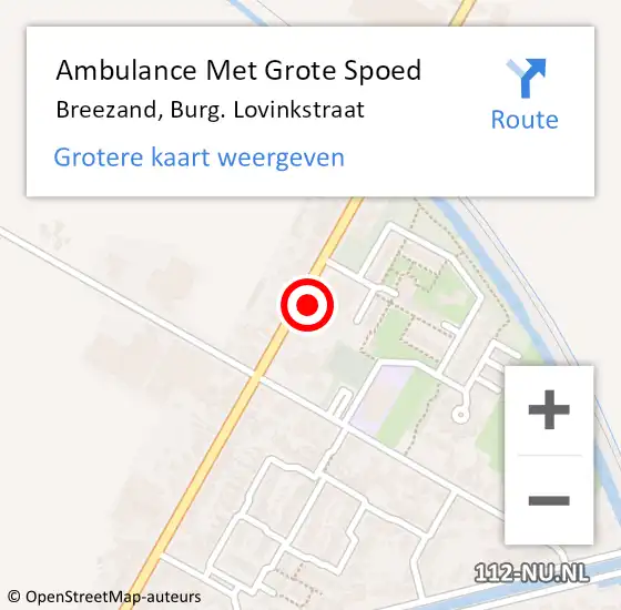 Locatie op kaart van de 112 melding: Ambulance Met Grote Spoed Naar Breezand, Burg. Lovinkstraat op 14 april 2024 13:20