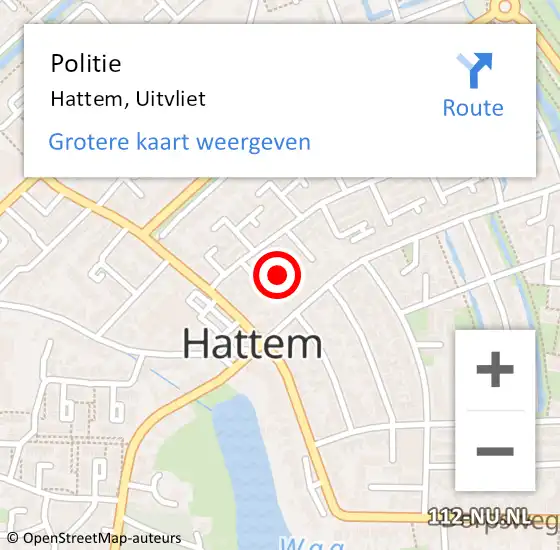 Locatie op kaart van de 112 melding: Politie Hattem, Uitvliet op 14 april 2024 13:40