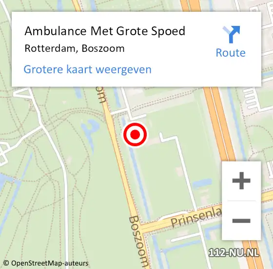Locatie op kaart van de 112 melding: Ambulance Met Grote Spoed Naar Rotterdam, Boszoom op 14 april 2024 13:40