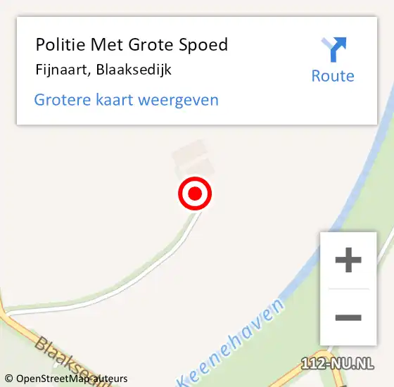 Locatie op kaart van de 112 melding: Politie Met Grote Spoed Naar Fijnaart, Blaaksedijk op 14 april 2024 13:44
