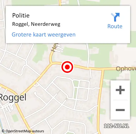 Locatie op kaart van de 112 melding: Politie Roggel, Neerderweg op 14 april 2024 13:44