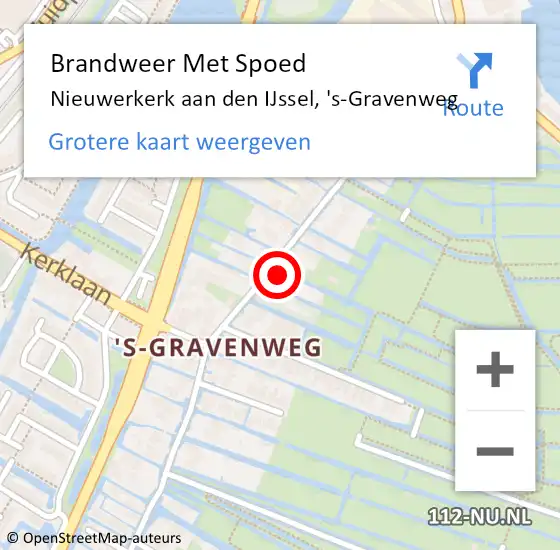 Locatie op kaart van de 112 melding: Brandweer Met Spoed Naar Nieuwerkerk aan den IJssel, 's-Gravenweg op 14 april 2024 14:08