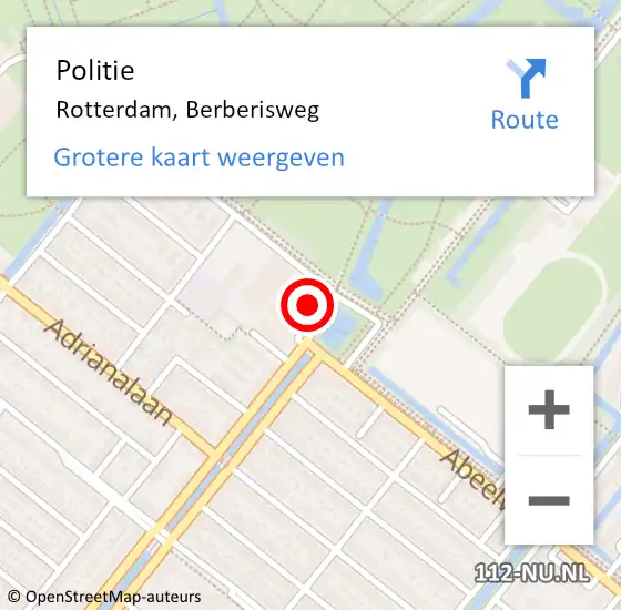 Locatie op kaart van de 112 melding: Politie Rotterdam, Berberisweg op 14 april 2024 14:10