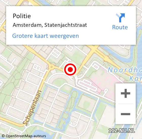 Locatie op kaart van de 112 melding: Politie Amsterdam, Statenjachtstraat op 14 april 2024 14:29