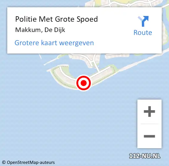 Locatie op kaart van de 112 melding: Politie Met Grote Spoed Naar Makkum, De Dijk op 14 april 2024 14:47