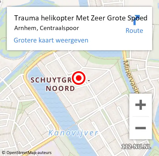Locatie op kaart van de 112 melding: Trauma helikopter Met Zeer Grote Spoed Naar Arnhem, Centraalspoor op 14 april 2024 15:25