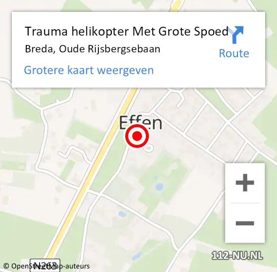 Locatie op kaart van de 112 melding: Trauma helikopter Met Grote Spoed Naar Breda, Oude Rijsbergsebaan op 14 april 2024 15:31