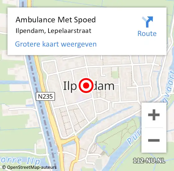 Locatie op kaart van de 112 melding: Ambulance Met Spoed Naar Ilpendam, Lepelaarstraat op 14 april 2024 15:39