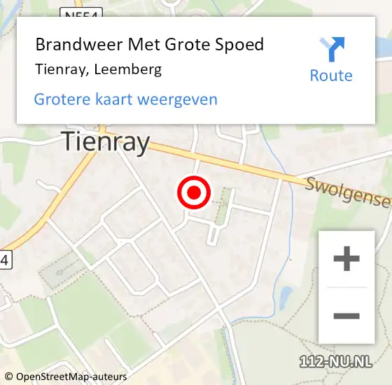 Locatie op kaart van de 112 melding: Brandweer Met Grote Spoed Naar Tienray, Leemberg op 14 april 2024 15:42