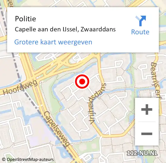 Locatie op kaart van de 112 melding: Politie Capelle aan den IJssel, Zwaarddans op 14 april 2024 16:12