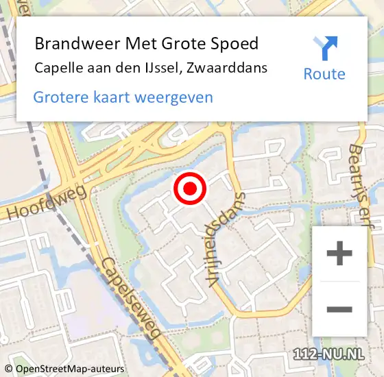 Locatie op kaart van de 112 melding: Brandweer Met Grote Spoed Naar Capelle aan den IJssel, Zwaarddans op 14 april 2024 16:12