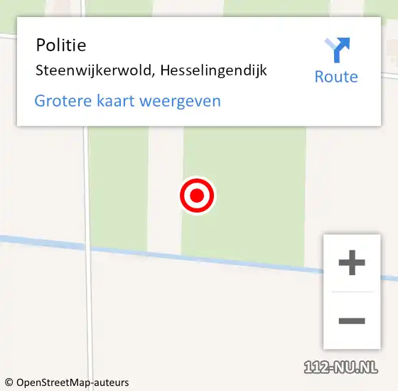 Locatie op kaart van de 112 melding: Politie Steenwijkerwold, Hesselingendijk op 14 april 2024 16:32