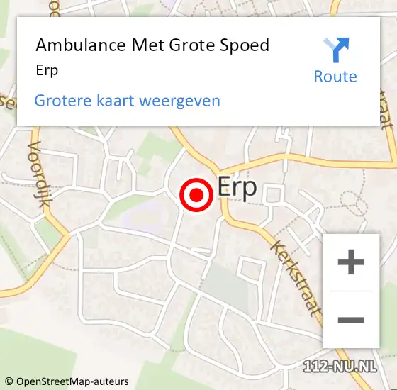 Locatie op kaart van de 112 melding: Ambulance Met Grote Spoed Naar Erp op 14 april 2024 16:35