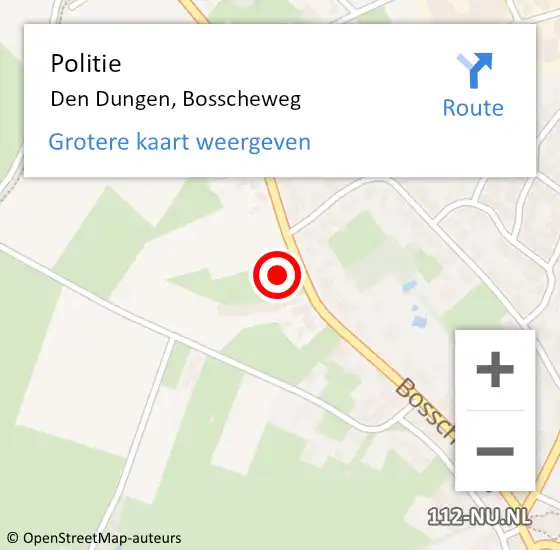 Locatie op kaart van de 112 melding: Politie Den Dungen, Bosscheweg op 14 april 2024 16:36